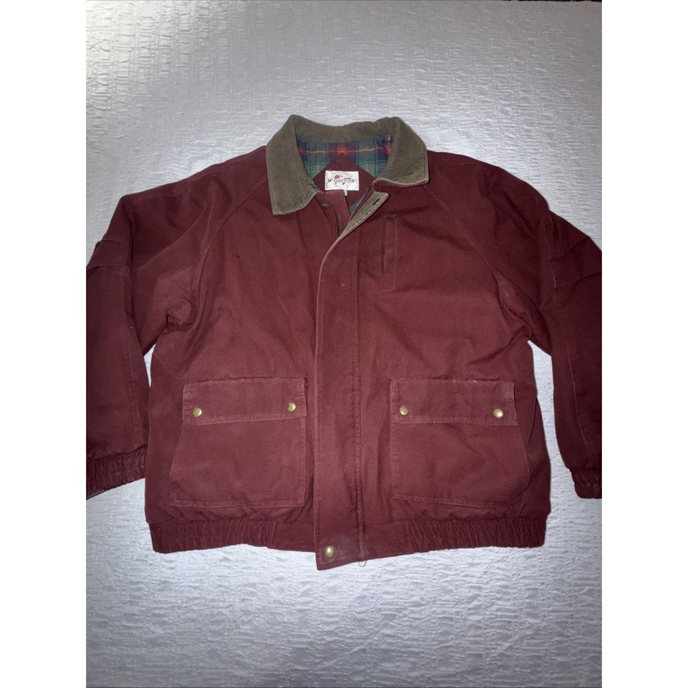 Vintage Mcgregor Heavy Burgundy Men's XL Chore Coat Flannel Lined Canvas Barn